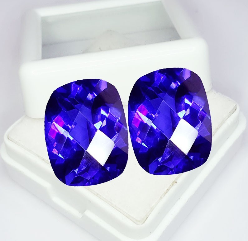 18 Ct Natural Padparadscha Sapphire Pair Loose Gemstone Certified Cushion Gem G9