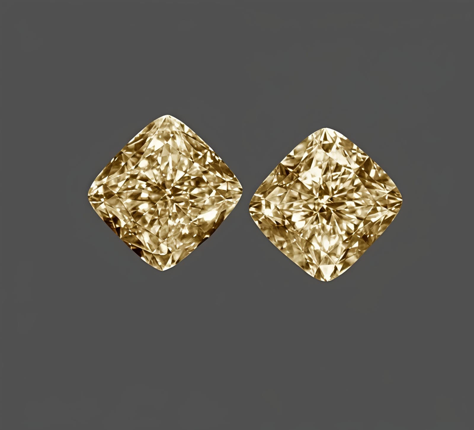 2 CT Pair Fancy brown Color Cushion Cut VVS1 Lab Grown Diamond 6 mm Gemstone 2PC