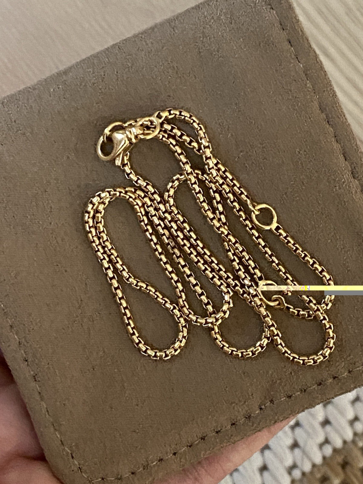 David Yurman 18k Yellow Gold Box Chain Necklace 1.7mm 16 17 18” Adjustable