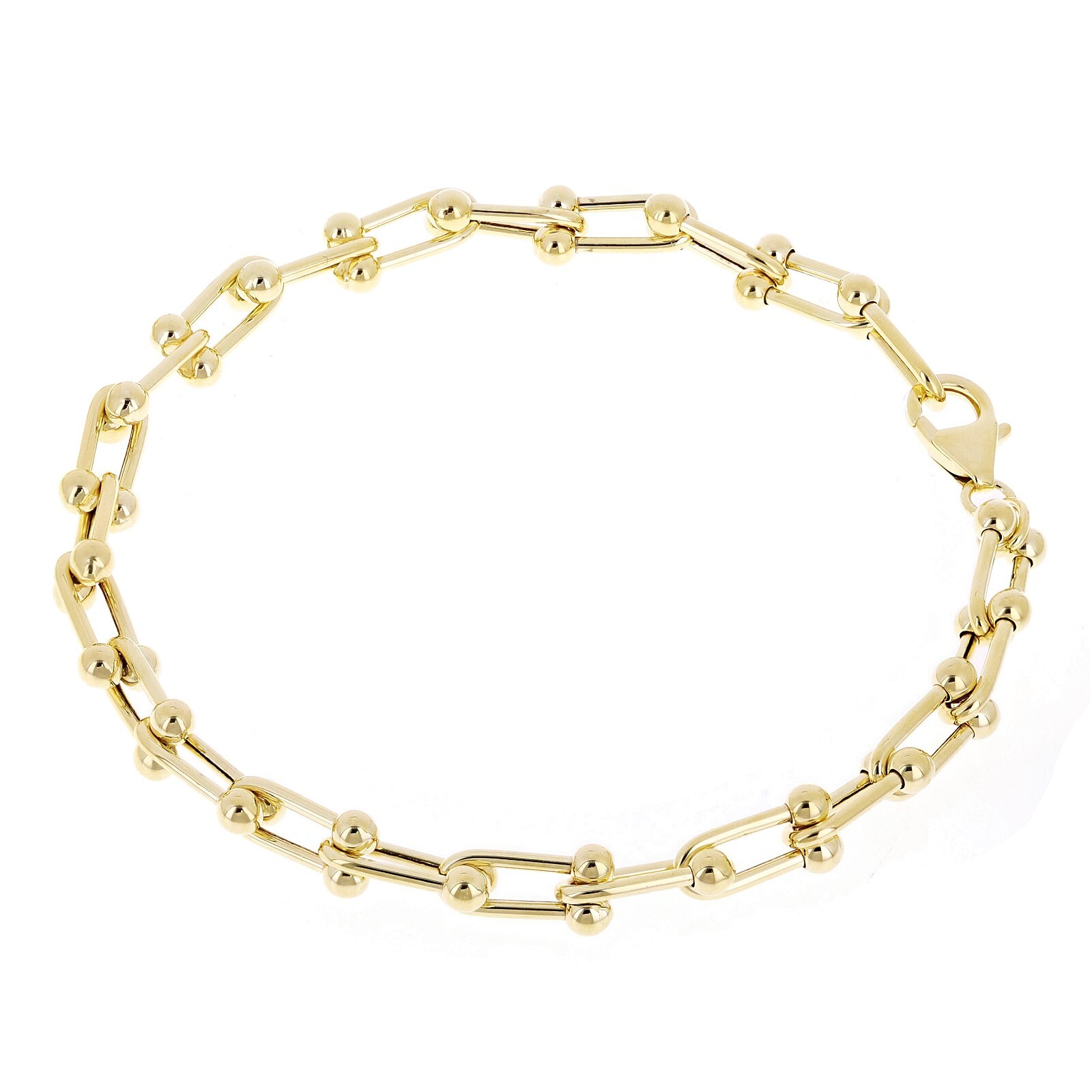 Italian 14k Yellow Gold Semi-Solid U-Link Chain Bracelet 7.5″ 6mm 7.6 grams