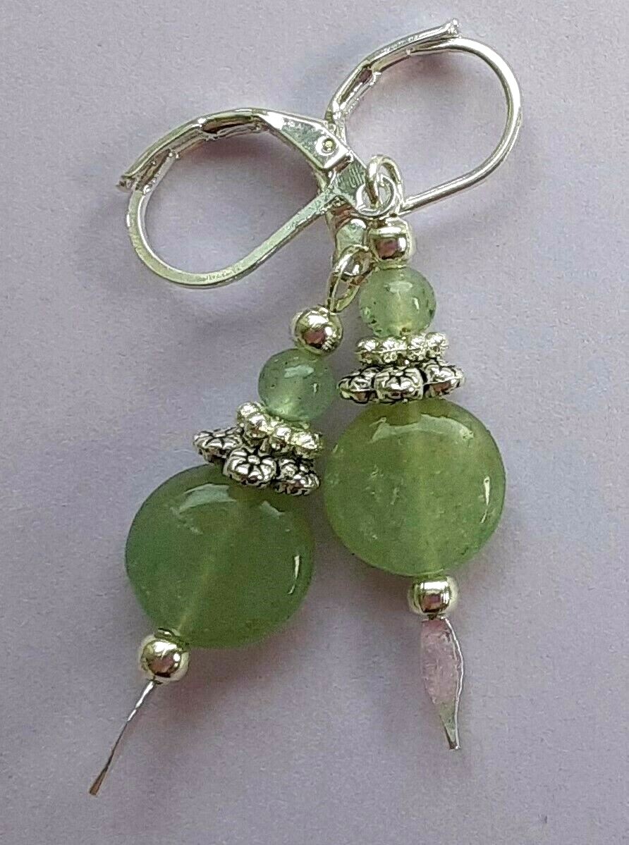 GREEN JADE paddle drop earrings handcrafted CHOOSE