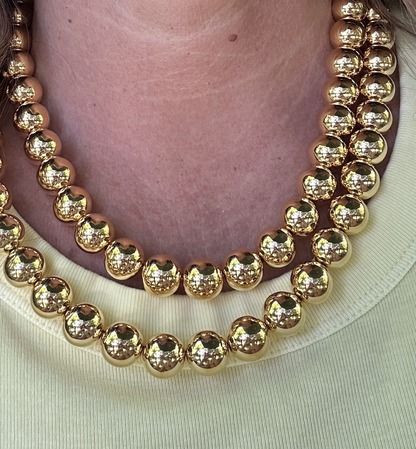 3 Piece Set Milor Italy 14k Gold Resin Bead Pair Necklaces and 1 Bracelet Set