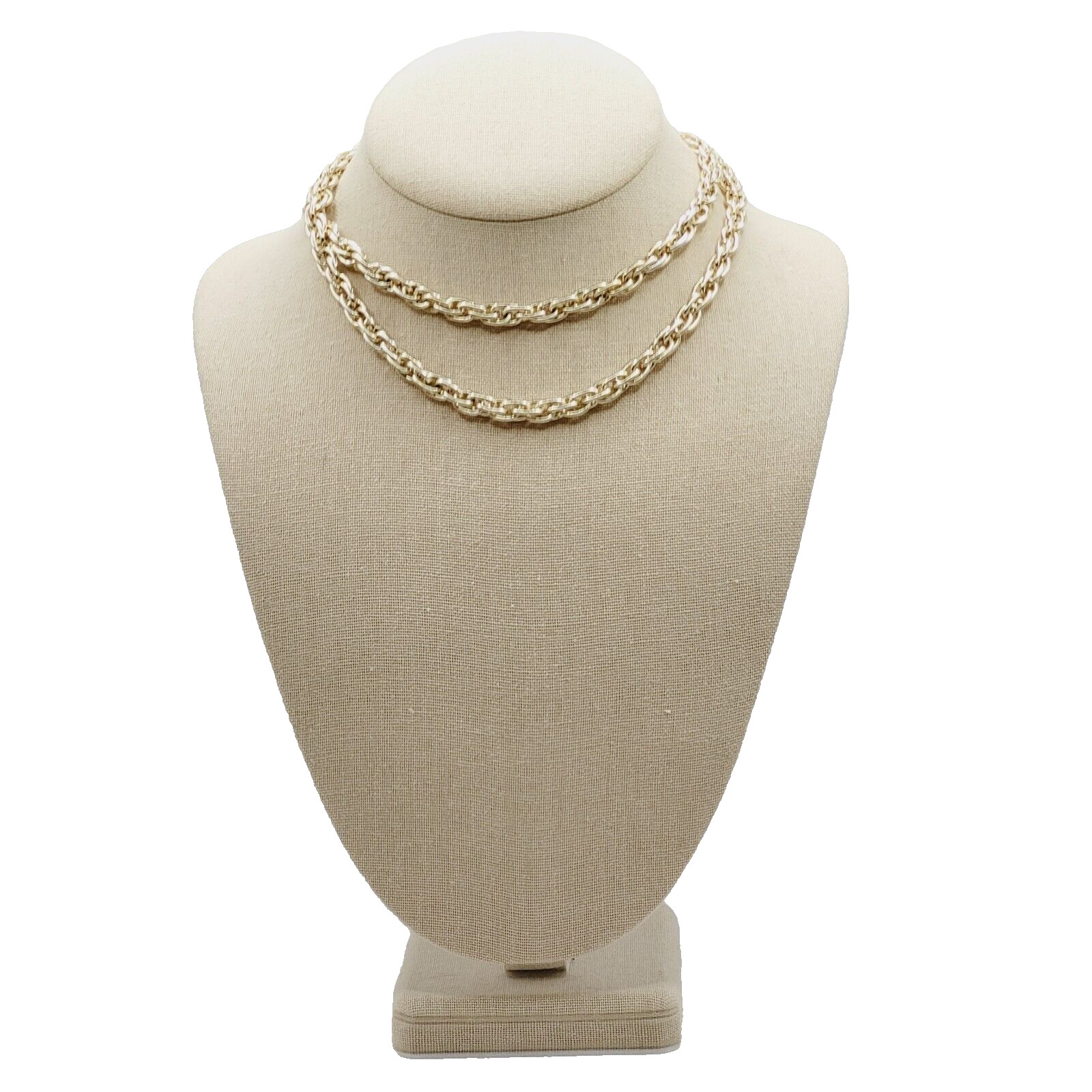 Multi Link Twist Rope Style Chain Very Light Gold Tone Vintage Necklace 30 Inch