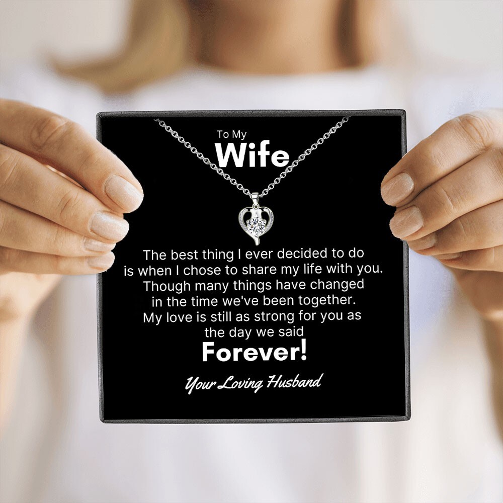 To My Wife Love Heart Necklace Pendant, Anniversary, Birthday, Christmas Gift