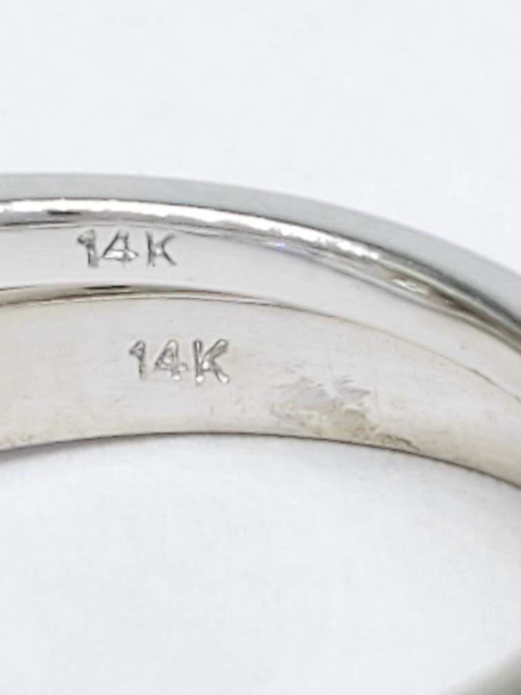14K Solid White Gold Cubic Zirconia CZ Wedding Ring Set Size 6.5 (AP2038645)