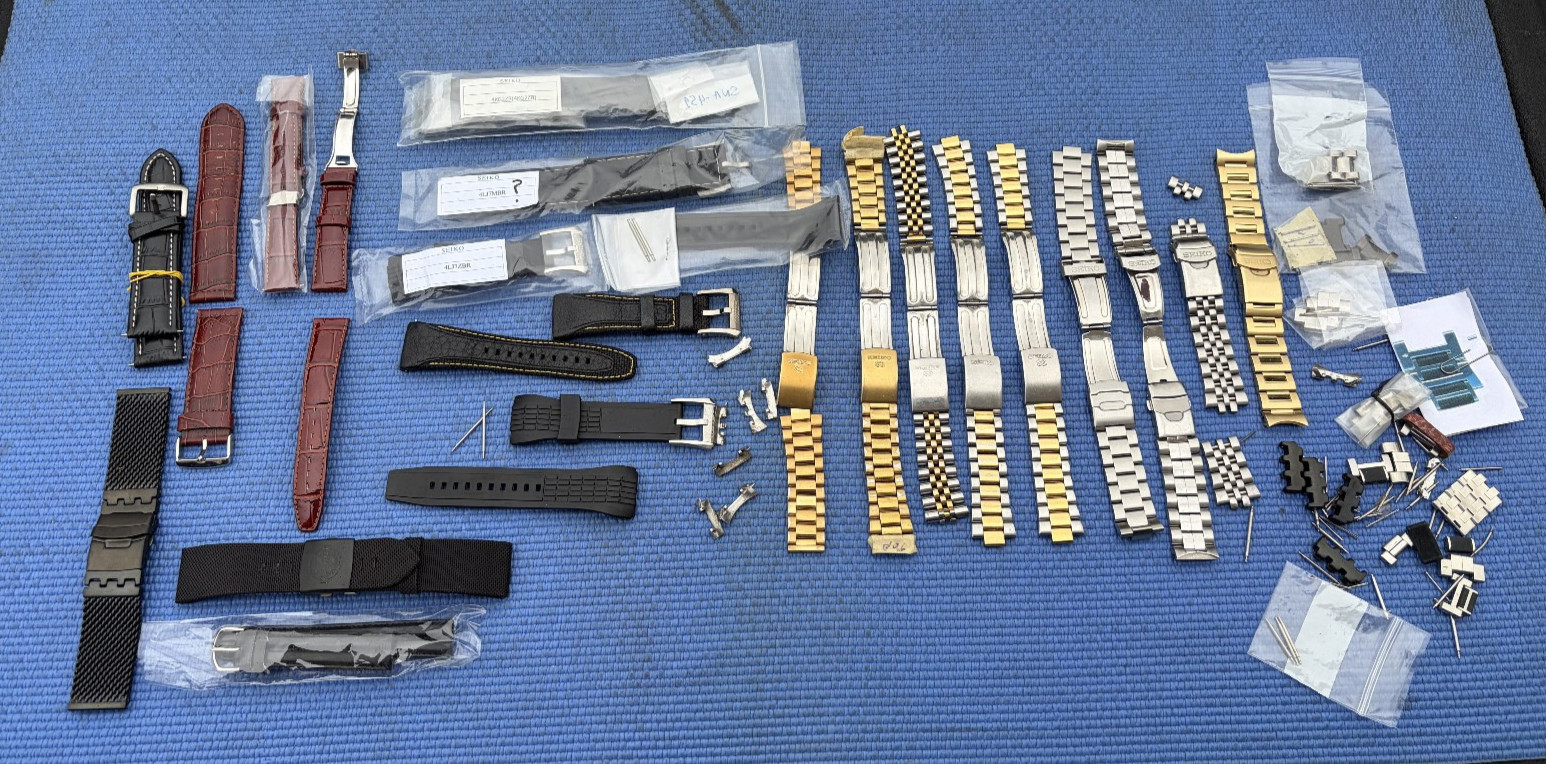 LOT OF VINTAGE SEIKO WATCH BANDS Metal Rubber a Few other brands, links, parts
