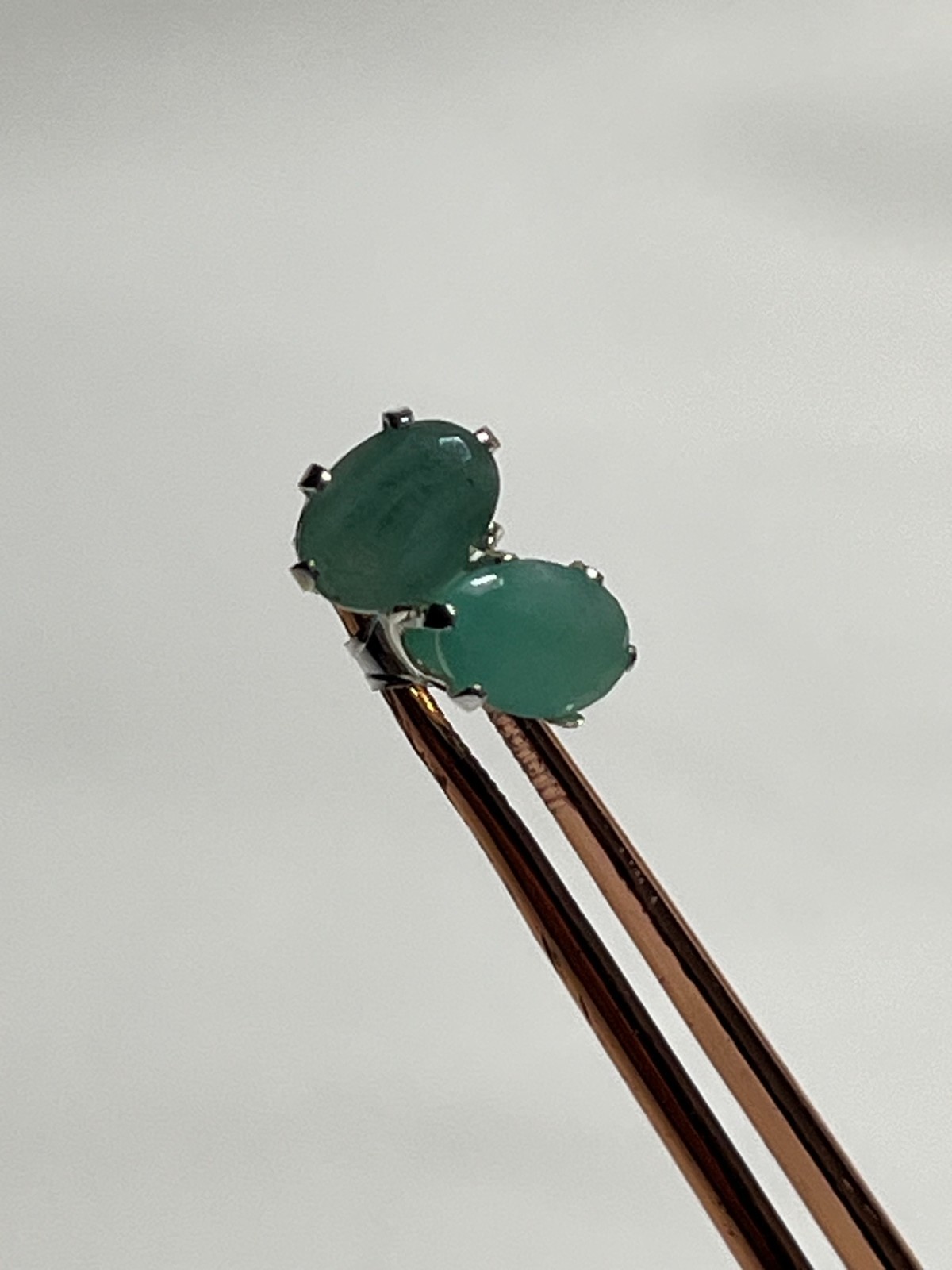 925 Sterling Silver Oval‑Cut Natural Green Aventurine Earrings – Push‑Back Studs