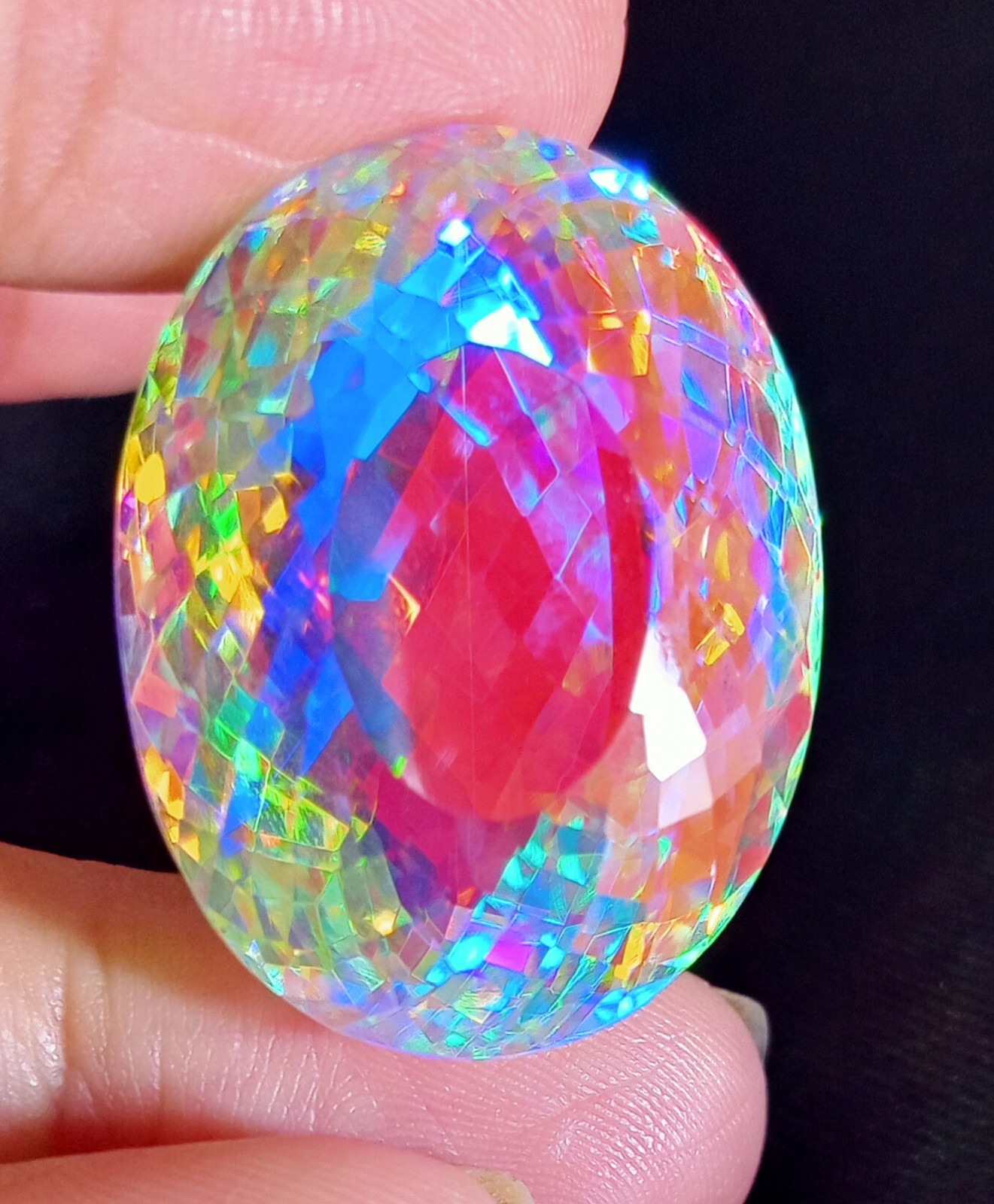 Mystic Topaz Natural Rainbow Certified Oval Cut Excellent 67.80Ct Loose Gemstone