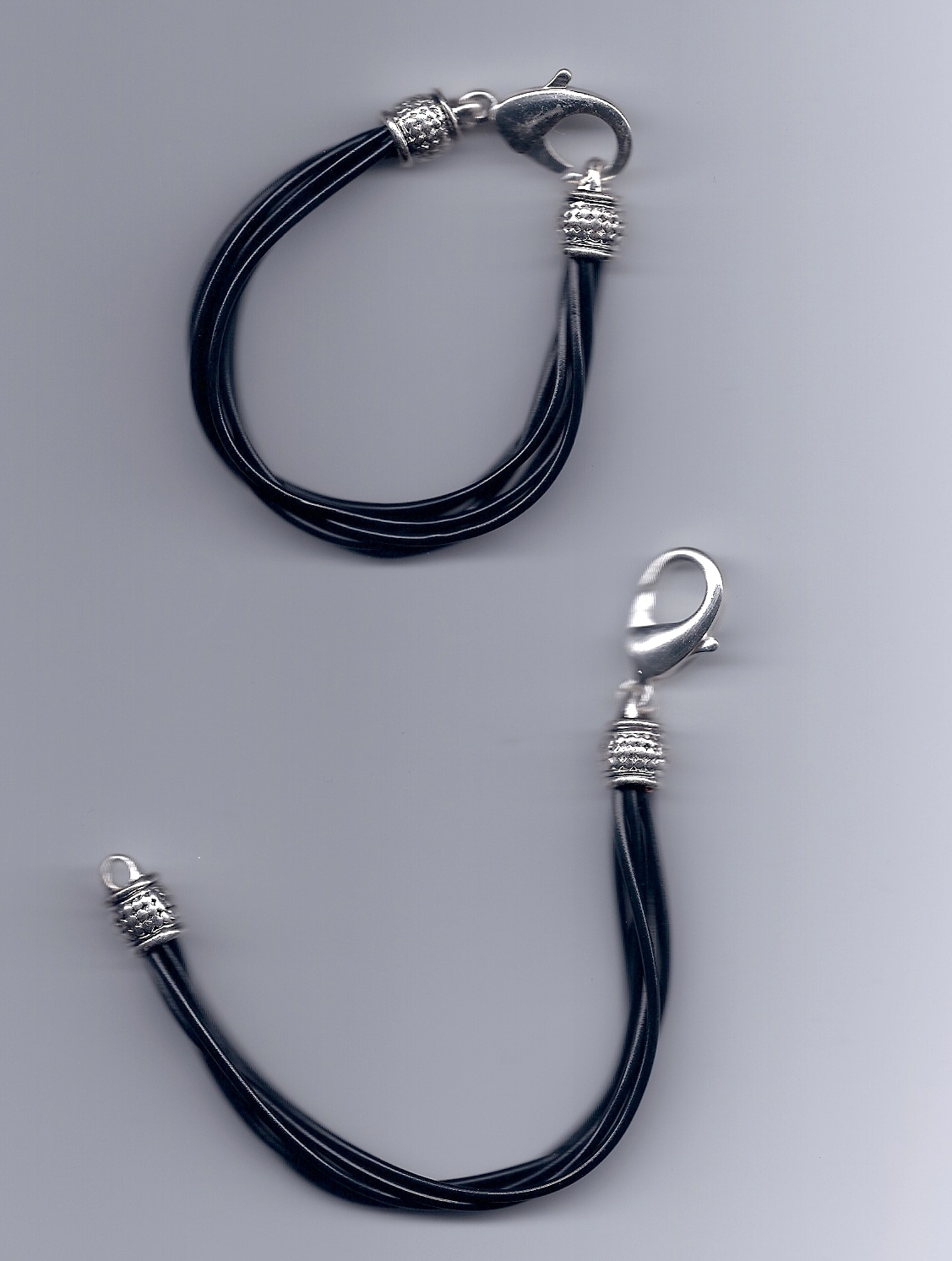 Black Multi Strand Rubber Jelly Bracelet with Decorative Clasp NEW