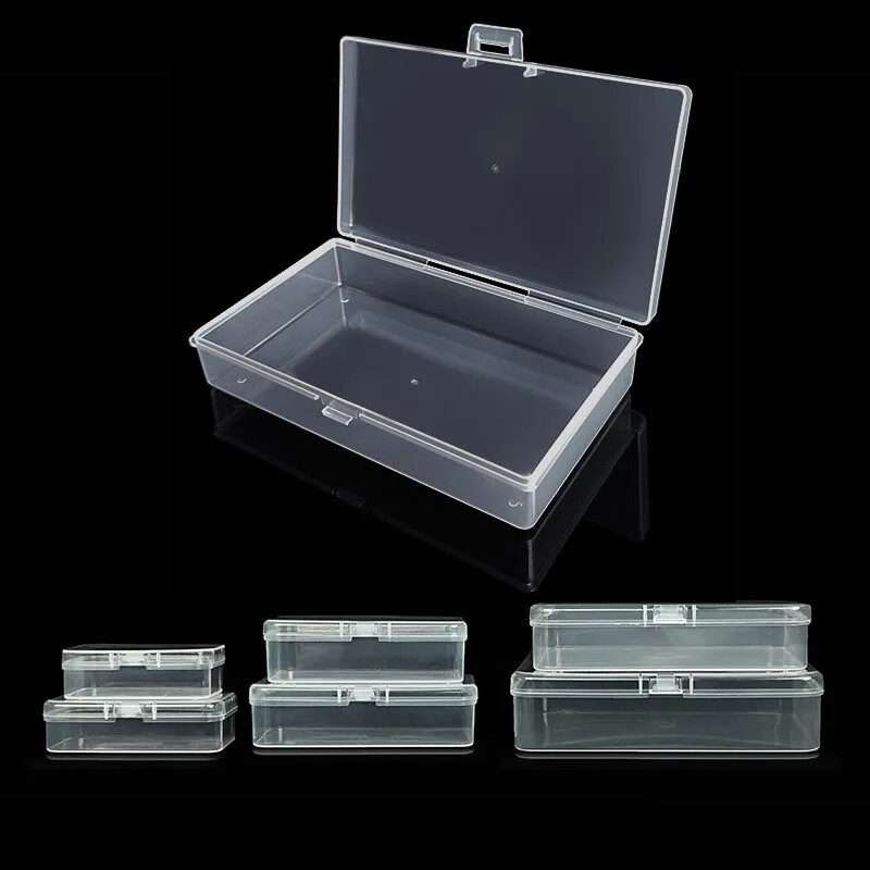 Mini Storage Box Rectangular Plastic Transparent Holder With Lid Container Case