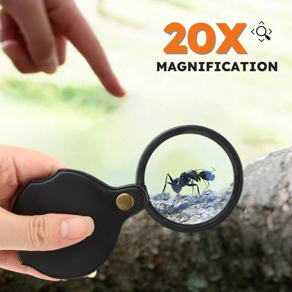 20X Pocket Magnifier, 2Pcs Mini Folding Magnifying Glass for Reading and Inspect