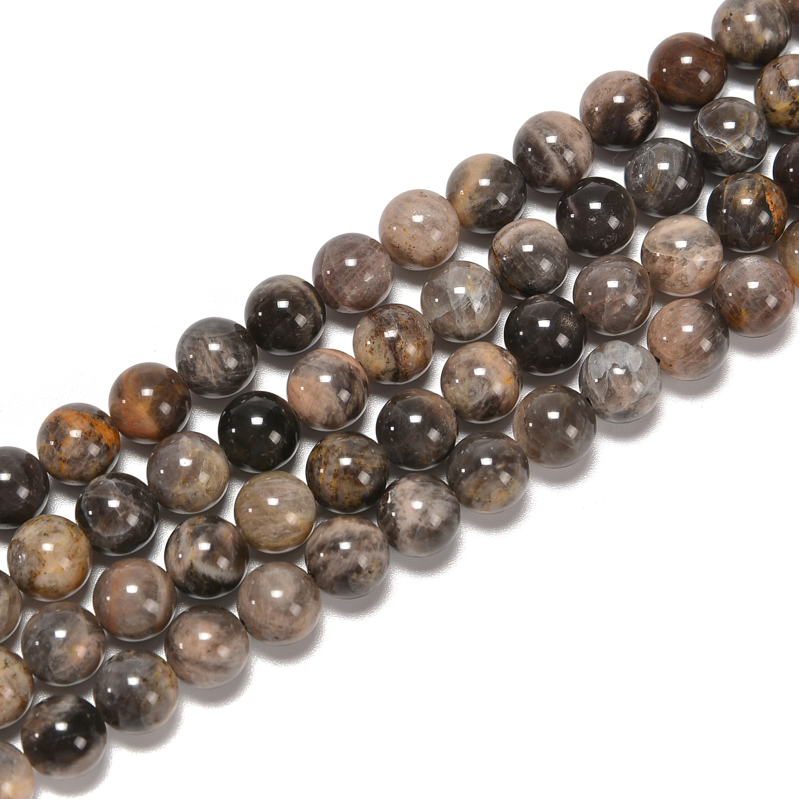 Natural Black Moonstone Smooth Round Beads Size 6-6.5mm 8mm 10mm 15.5” Strand