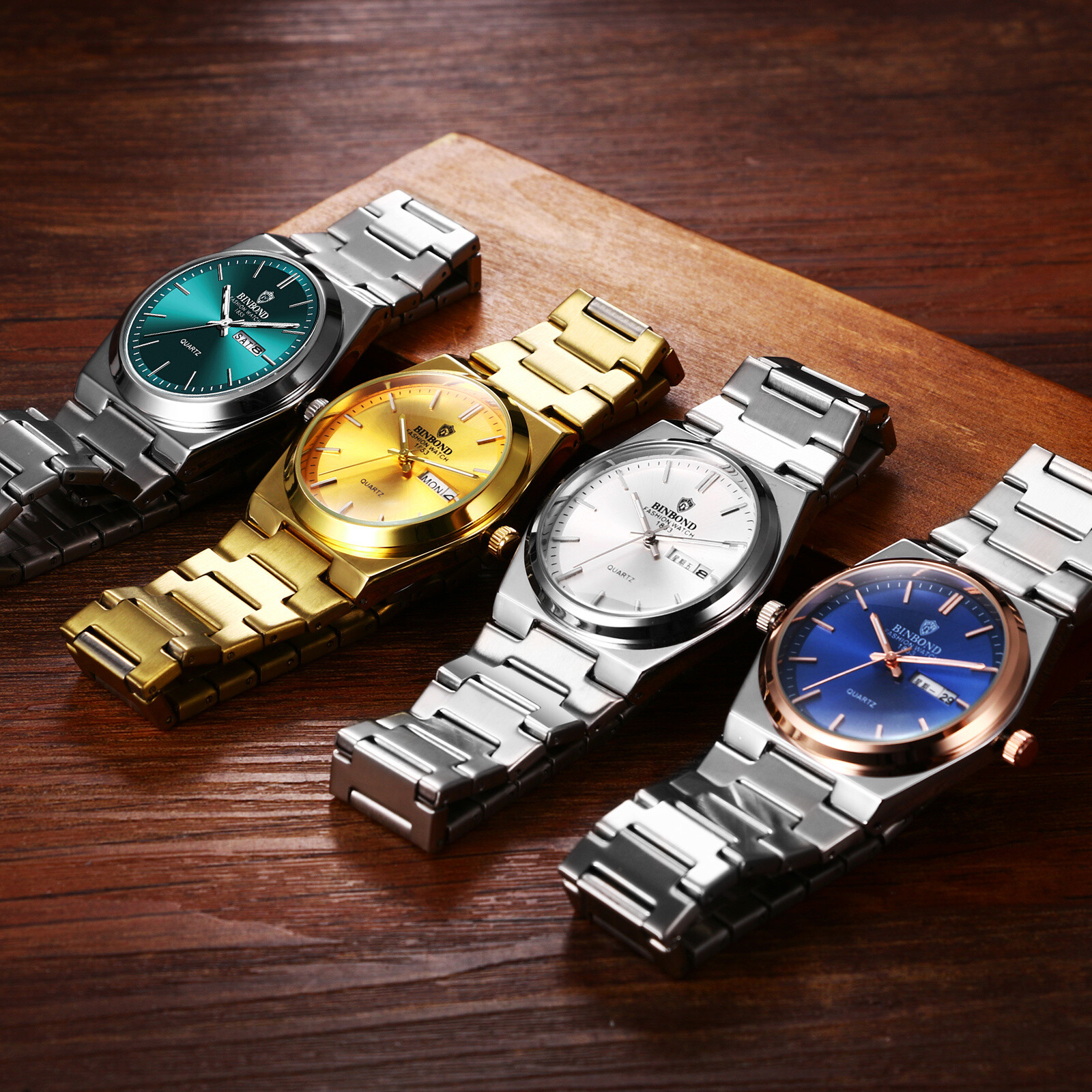Men’s Business Luminous Waterproof Date Quartz Wrist Watch Stainless Steel Band