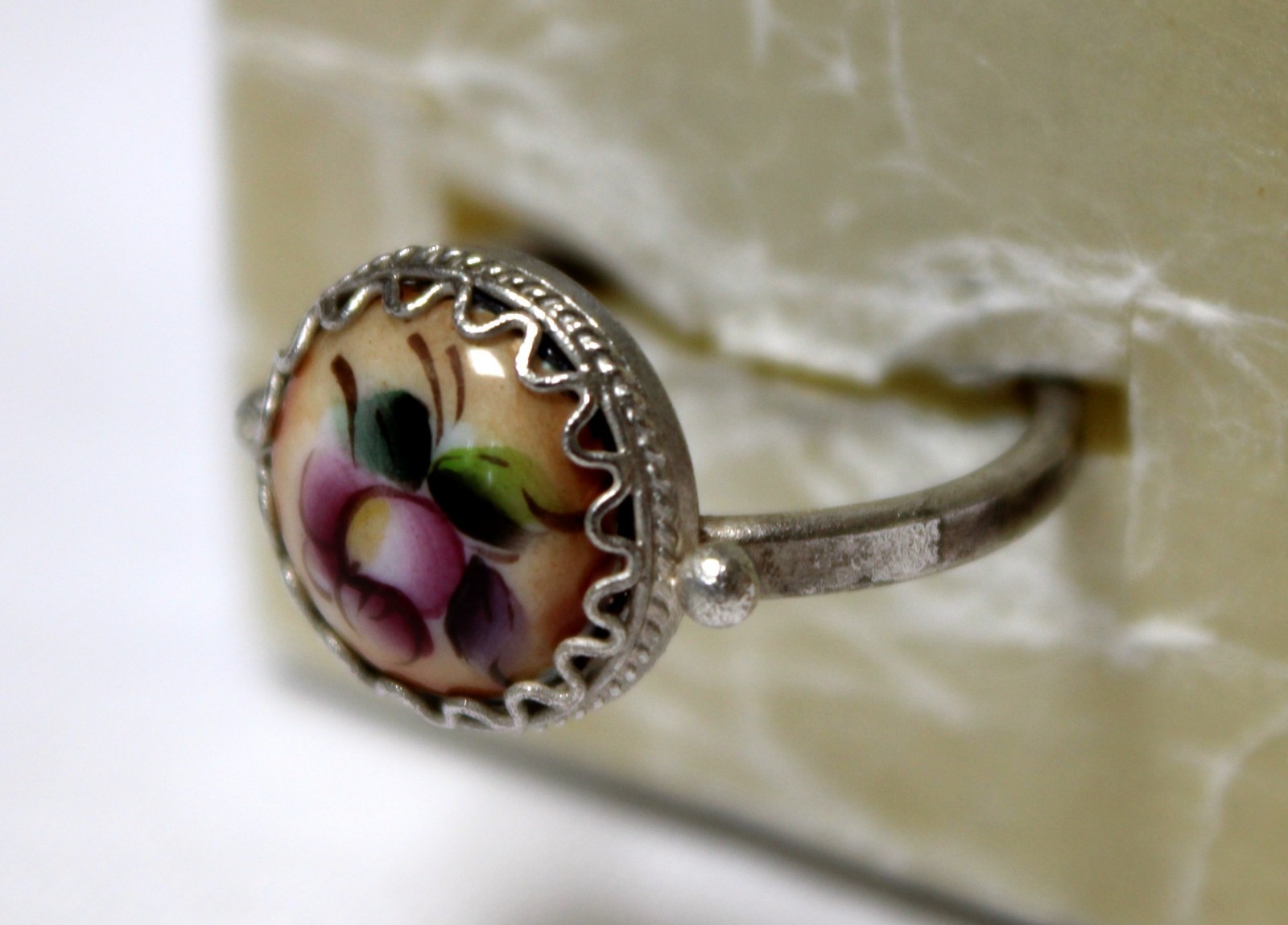 Vintage Russian Hand Painted Enamel Rings 4 Variation Finift Technique #7,12,87