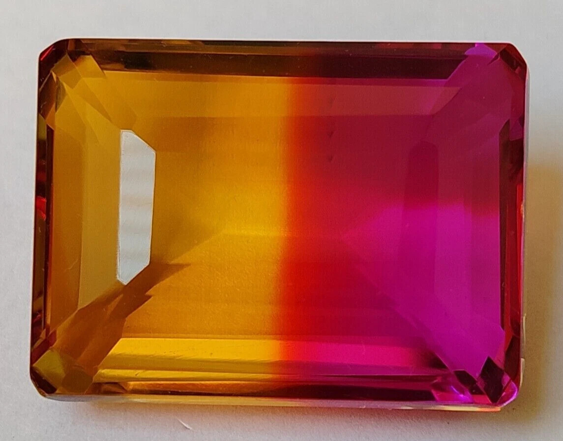 Emerald Cut Shining 100+ Ct Bi-Colour Ametrine EGL Certified Loose Gemstone