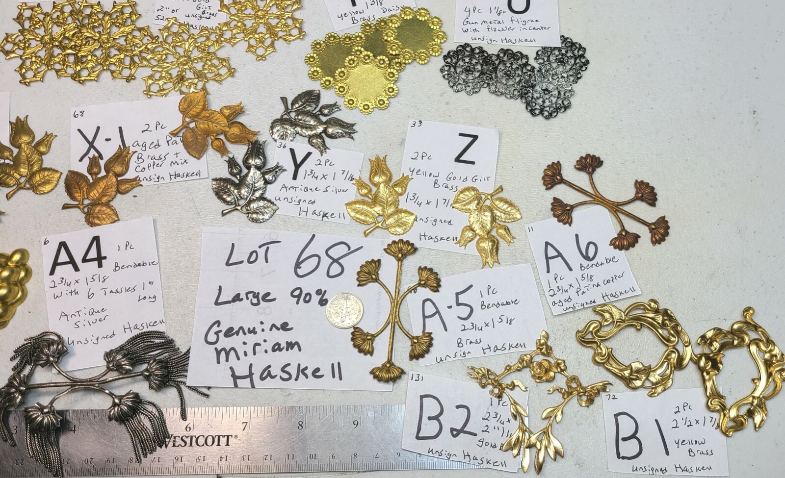 HUGE Lot #68 Vtg Miriam Haskell Large Flowers Jewelry Design Stampings Findings