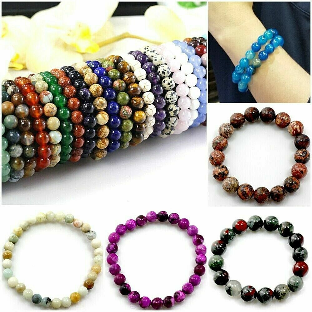 8MM Bead Handmade Natural Gemstone Balance Bracelet Round Healing Beautiful 7.5″