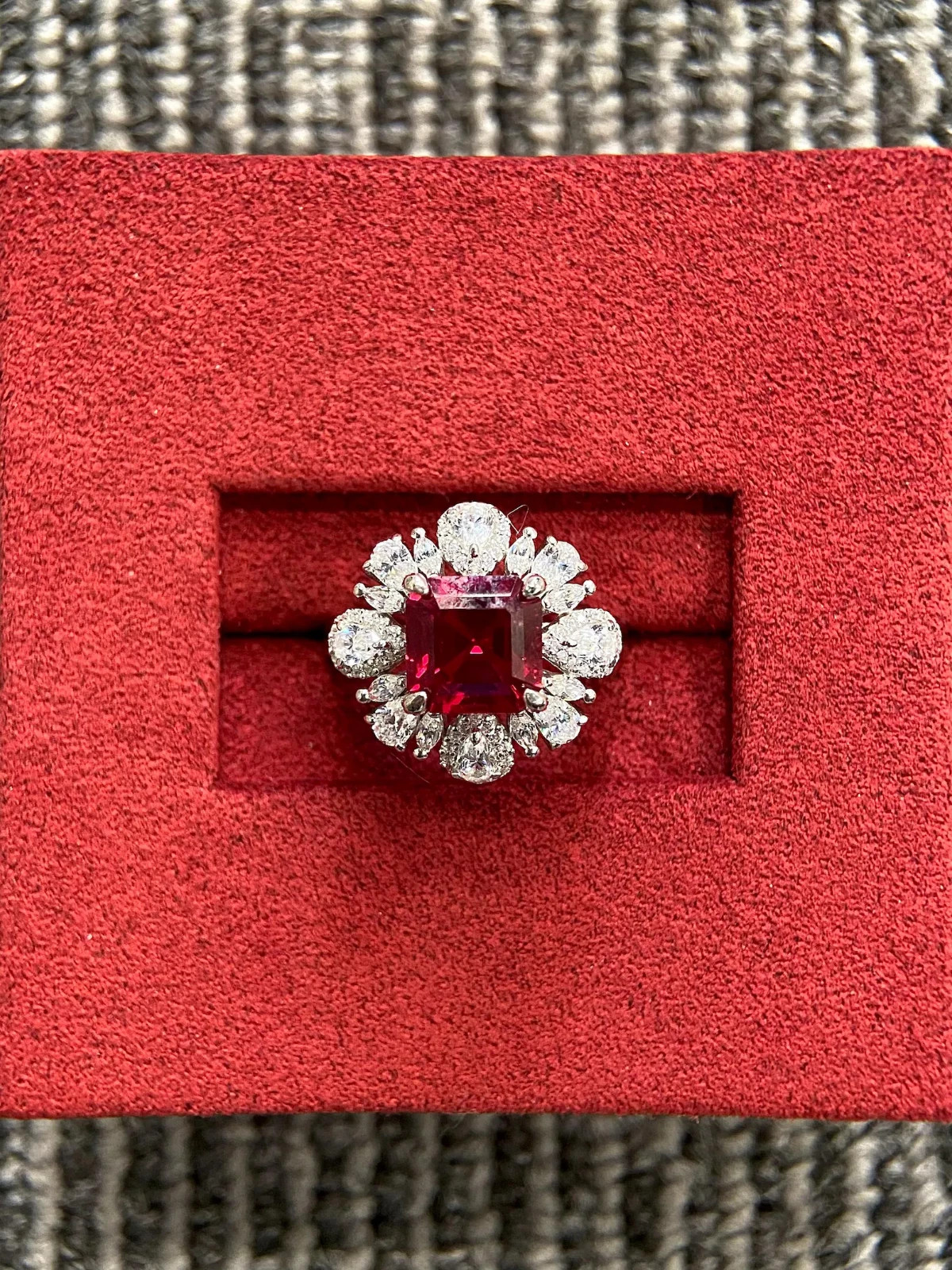 3.00 Ct Princess Cut Natural Ruby Diamond Engagement Ring 14K Solid White Gold 5