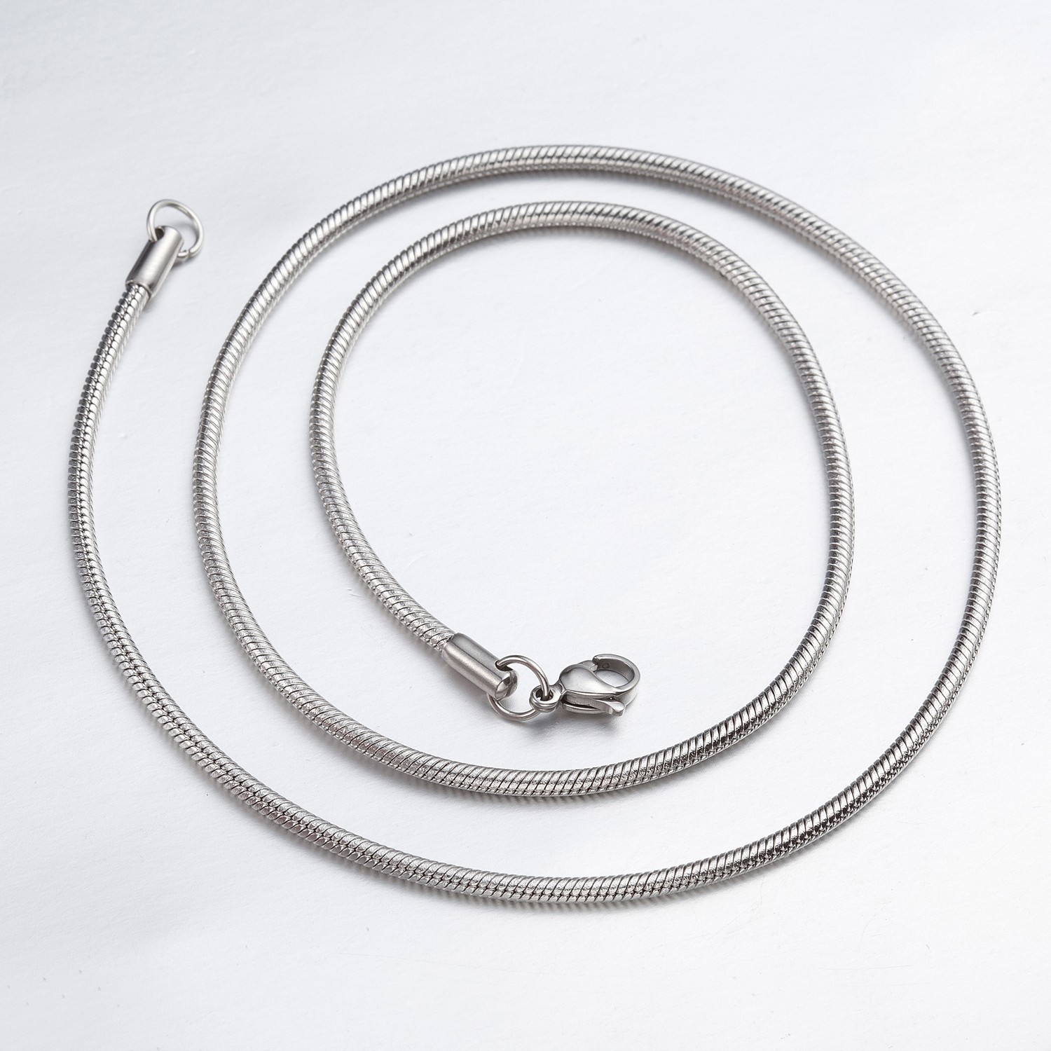 0.9mm-3.2mm 16″-40″ Silver Stainless Steel Snake Necklace Chain HN3 USA Seller