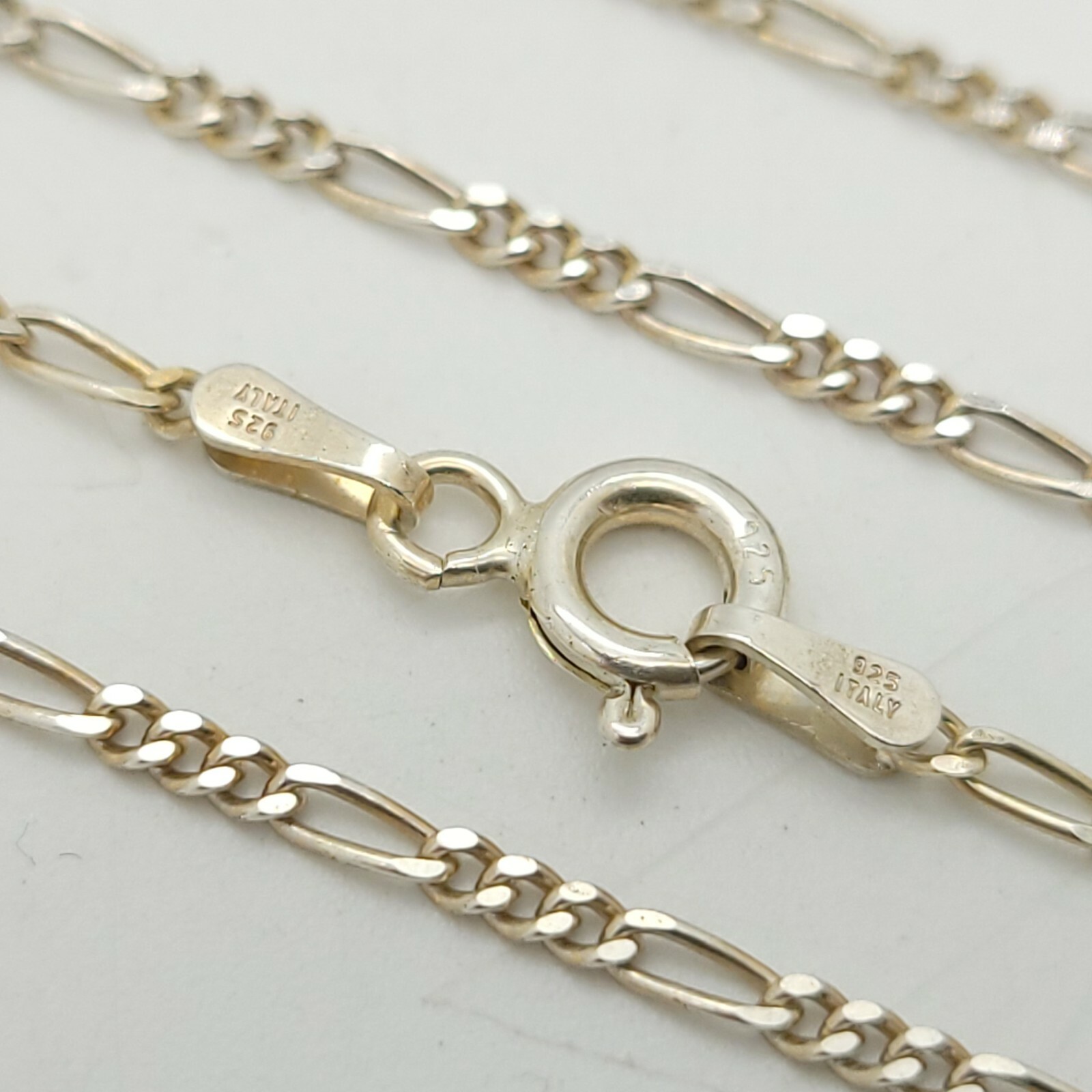 Signed GM 925 Sterling Silver 1.5 mm Figaro Rope Chain Cord 20′ In Made In Italy