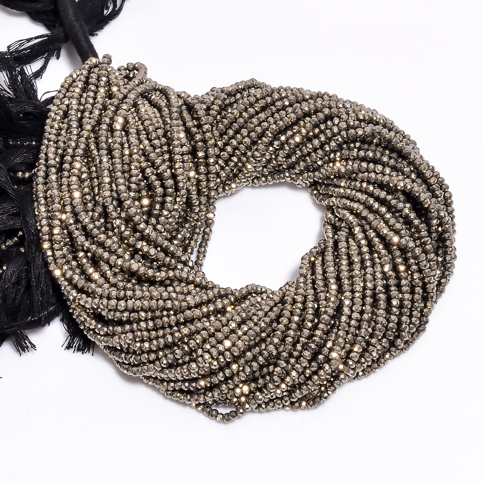 Natural Pyrite Gemstone Rondelle Shape Faceted Beads 3X3 mm Strand 13″ EB-276