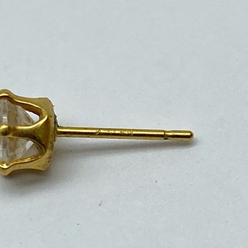 14K Yellow Gold CZ Stud Earrings Round Cut 5.4mm Solitaire 0.7g