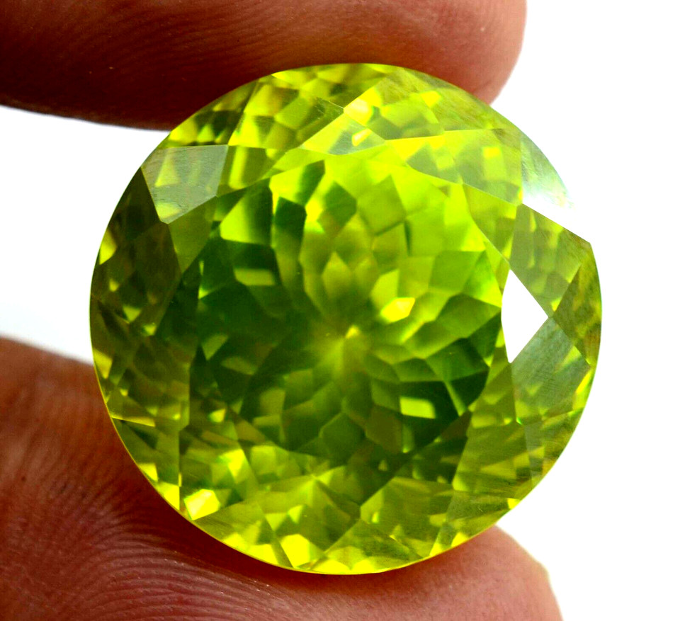 105 Ct+ Natural Precious Cambodian Green Colour Zircon Round Cut Loose Gemstone