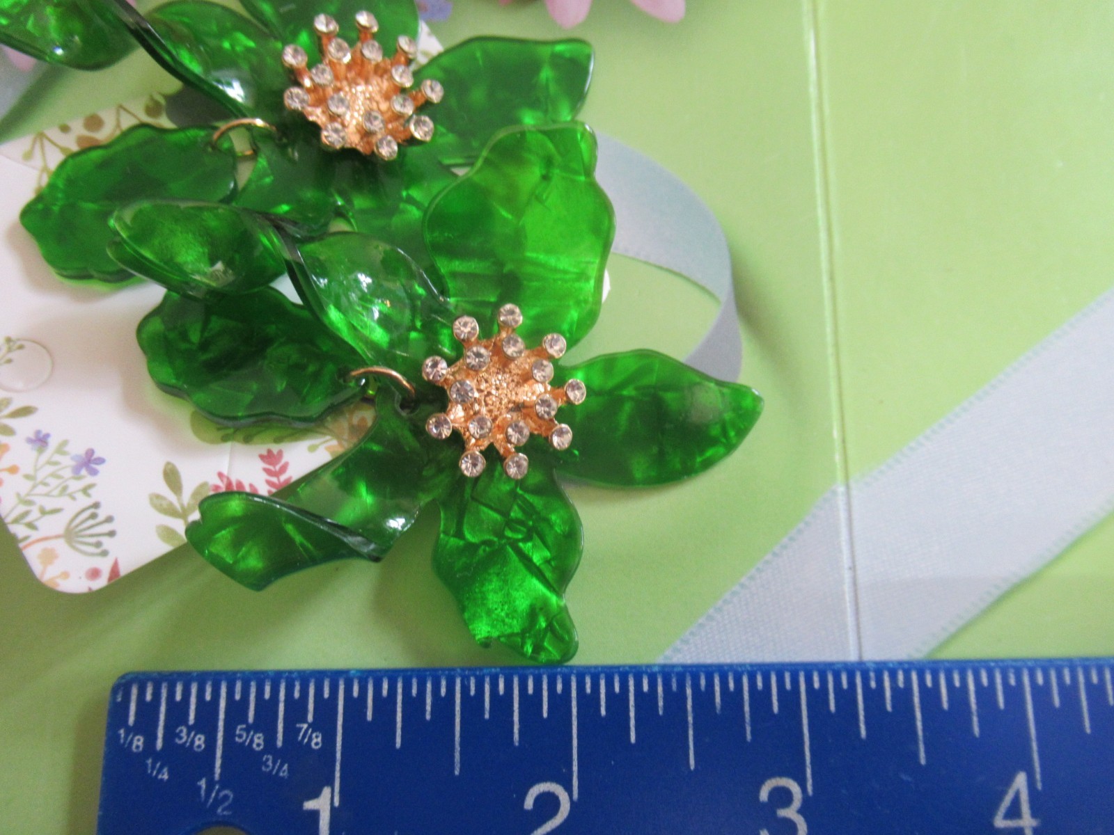LARGE Lily Flower Acrylic Rhinestones Statement Christmas Earrings -U CHOOSE