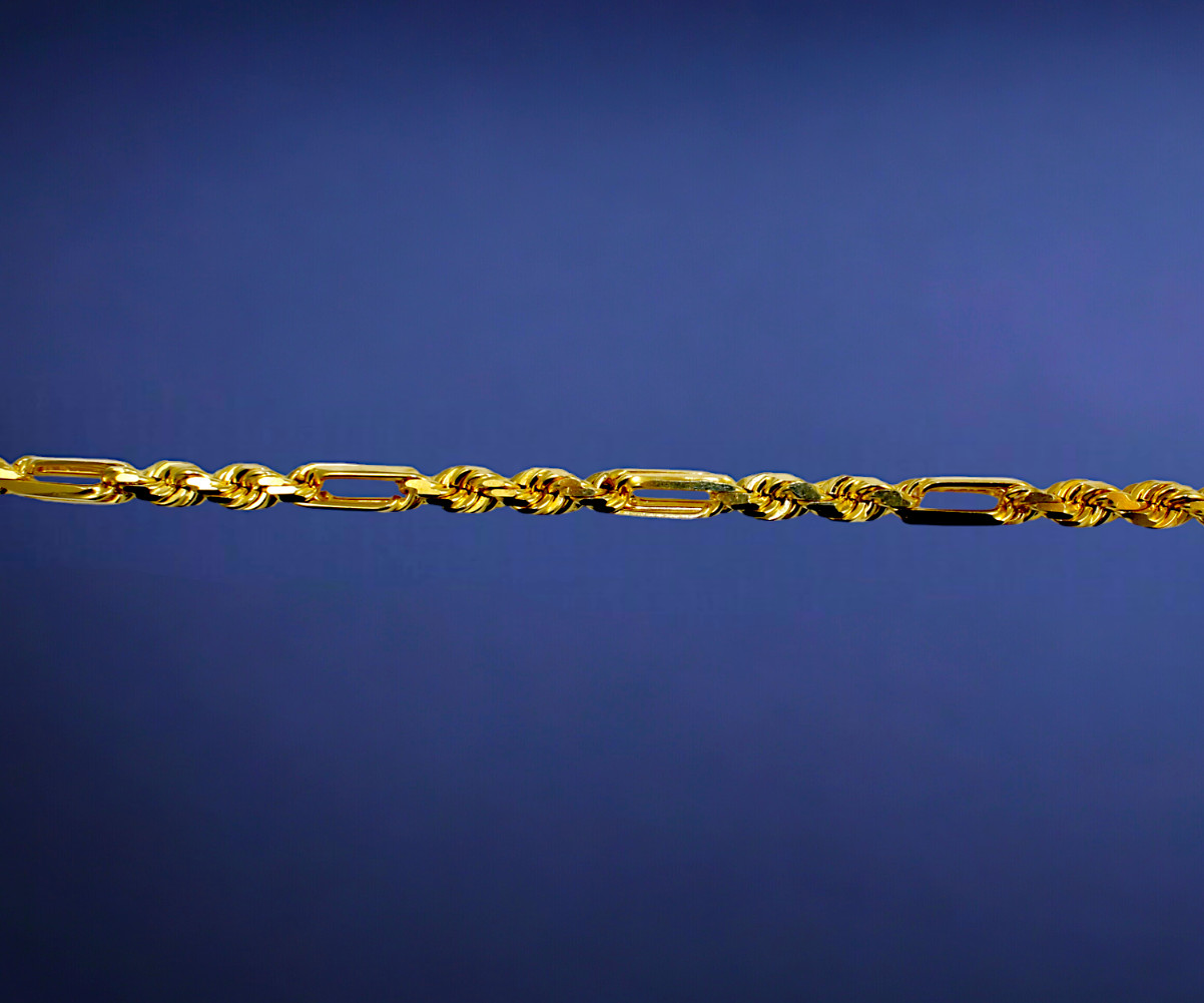 14K Yellow Gold SOLID Milano Figaro Rope Chain Necklace Diamond Cut Real 2mm-7mm