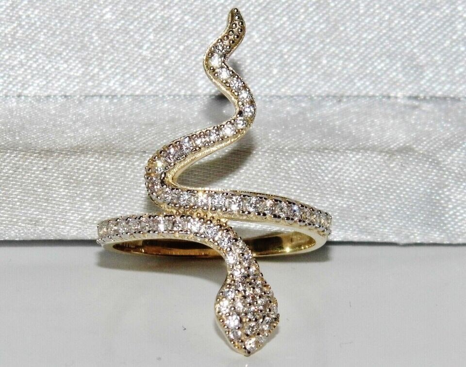 2 Ct Lab Created Diamond Round Snake Engagement Band Ring 14K Yellow Gold Plated
