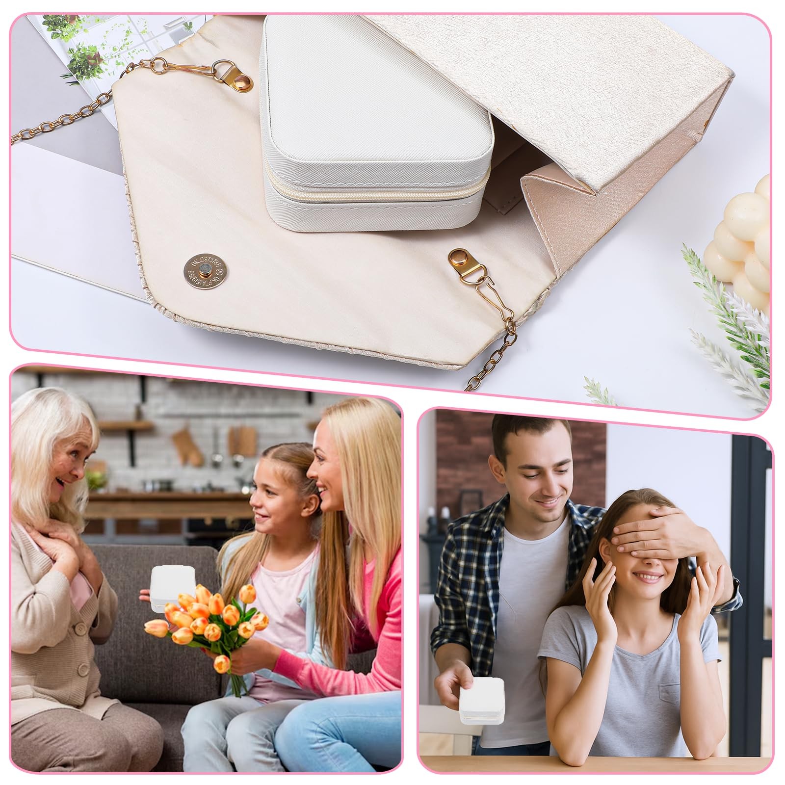12pcs Mini Travel Jewelry Case,White Bridesmaids Proposal Small Jewelry Box M