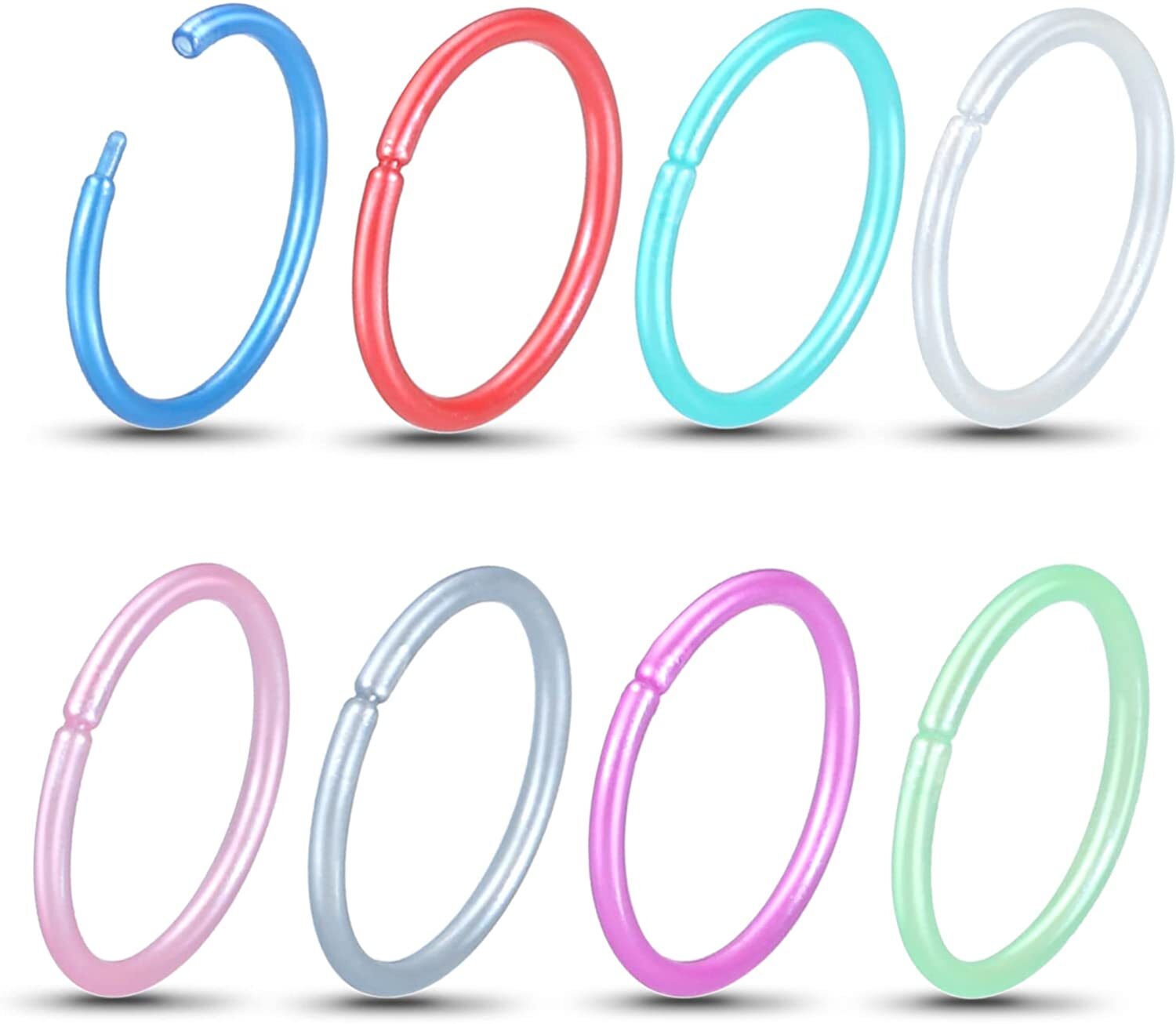 16G 20G Nose Ring Retainer 4-54PCS Colorful Acrylic Lip Ear Helix Nose Ring Stud