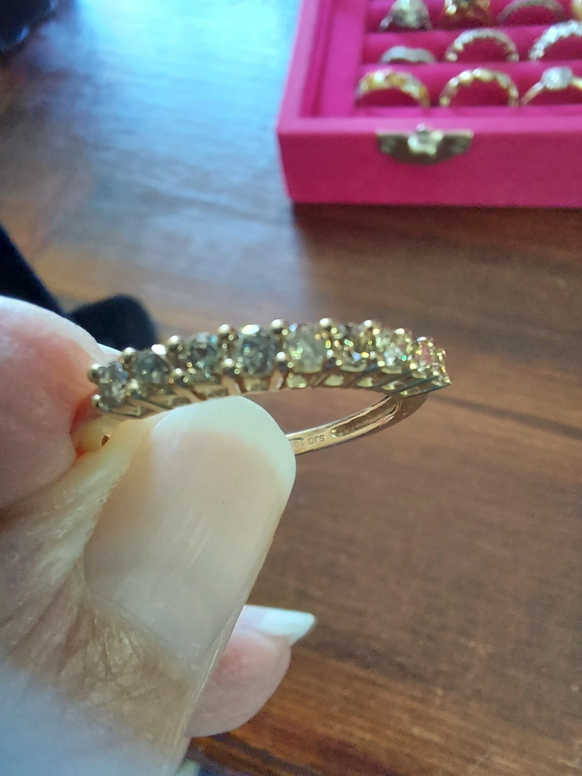 10k Yellow Gold .50ctw champagne Diamond Ring Size 9