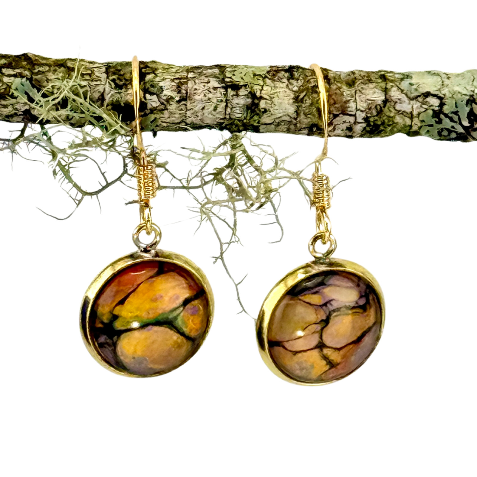 Dangle Earrings Handmade “Lava Bed” Electroplate Sterling Silver French Earwires