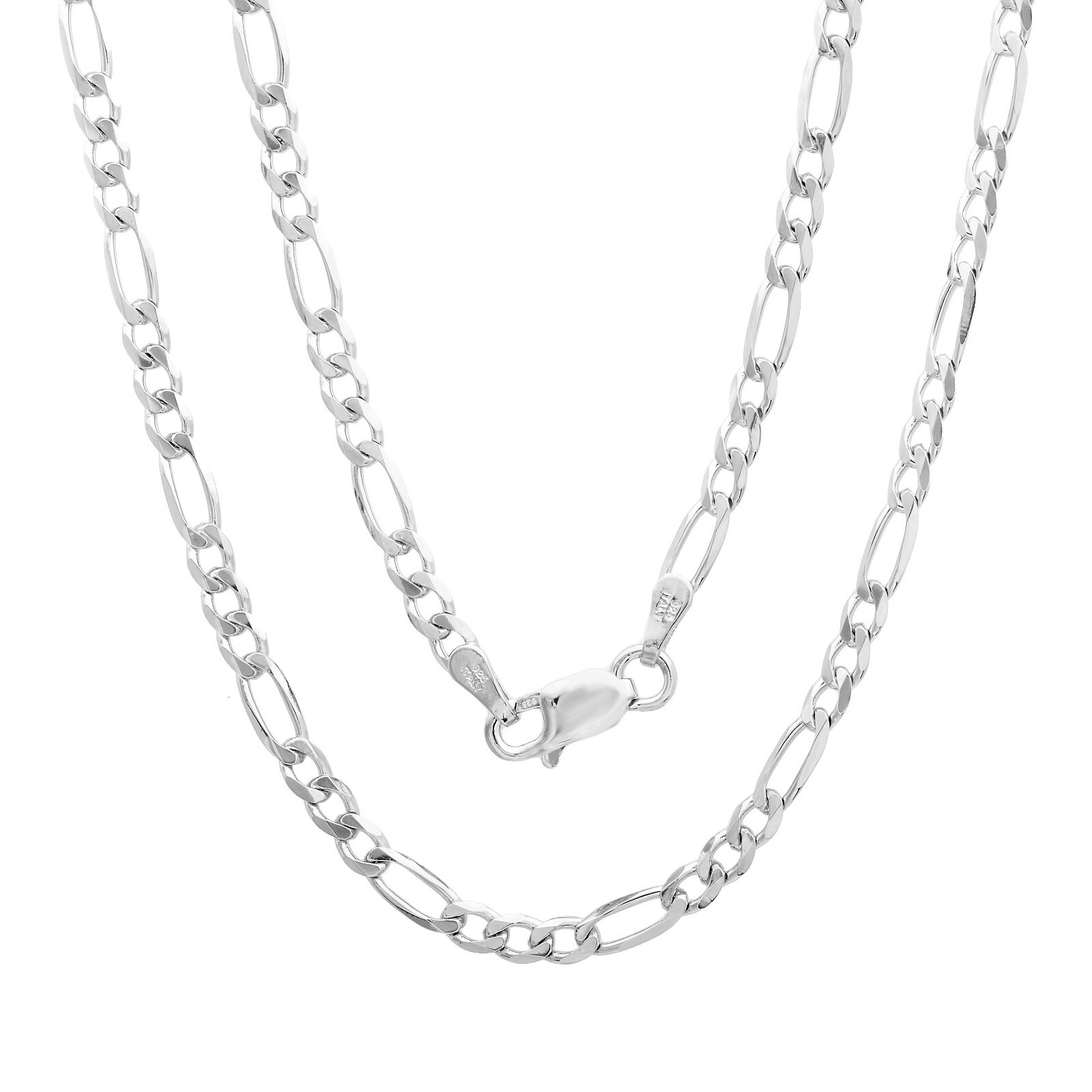 Verona Jewelers Sterling Silver 925 Italian 7MM Figaro Link Chain Necklace
