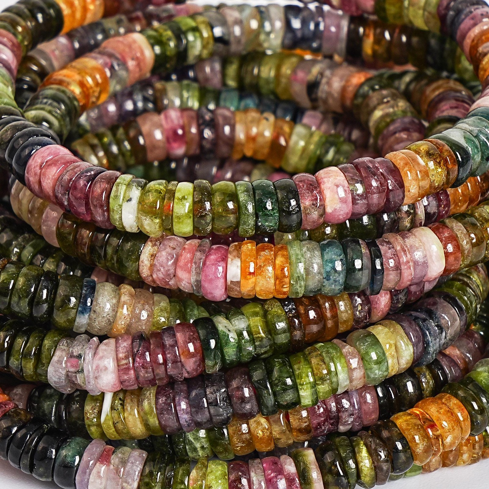 Natural Rondelle Multicolor Tourmaline Beads 4MM 5MM 6MM Gemstone Bracelet 7″