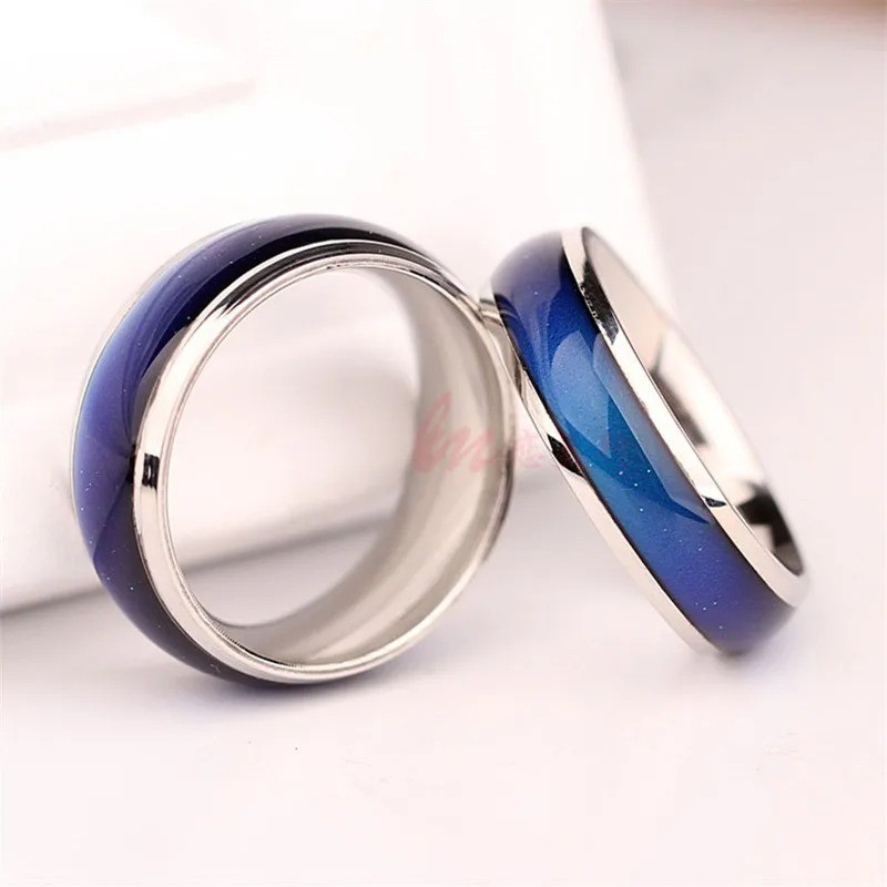 Stainless Steel Mood Ring Color Changing Emotion Temperature Ring Couples