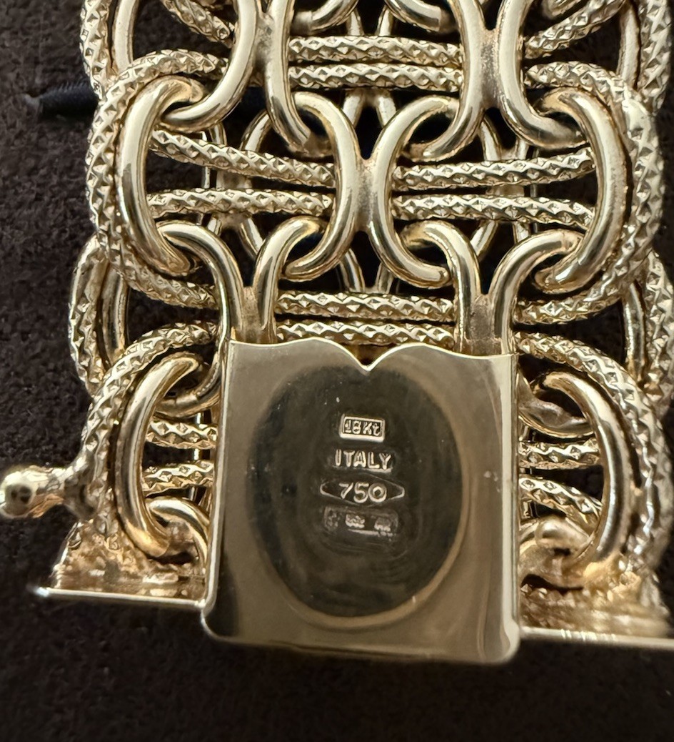 18K Yellow Gold Byzantine Chain Bracelet 7.5in Italy 750 Box Clasp