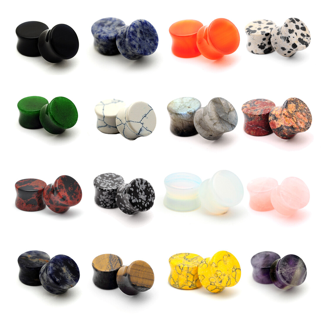 Pair of Double Flare Stone Plugs gauges Choose Size Type