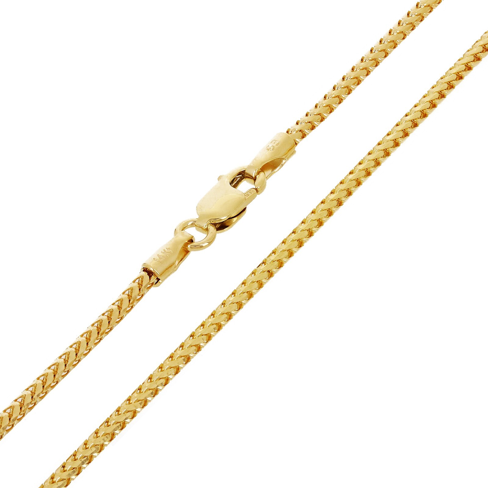 14k Yellow Gold Solid Diamond Cut Franco Chain Necklace 20″ 1.5mm 6.9 grams