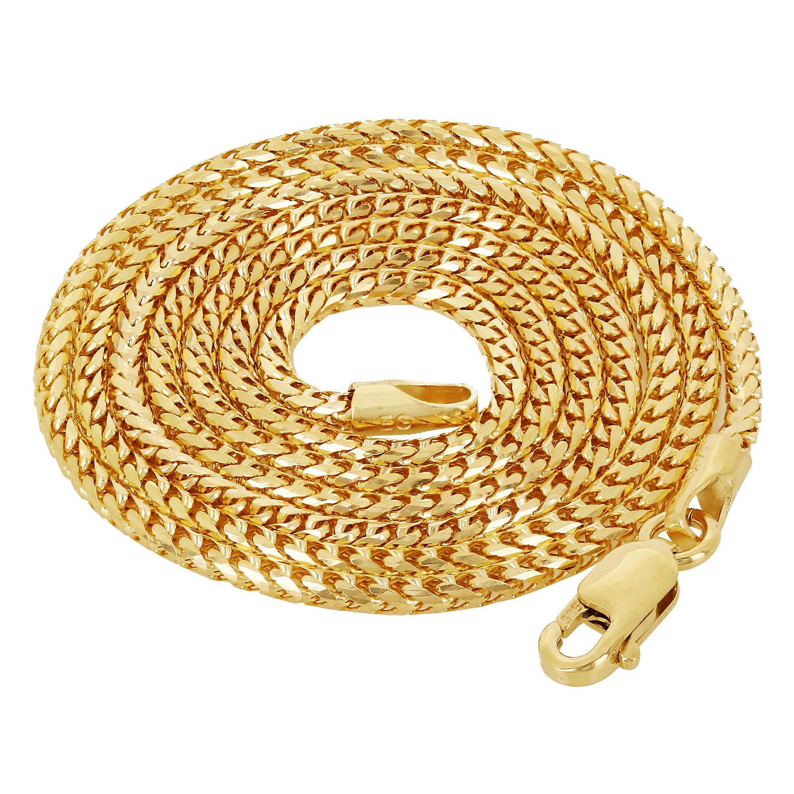 14k Yellow Gold Solid Diamond Cut Franco Chain Necklace 20″ 1.5mm 6.9 grams