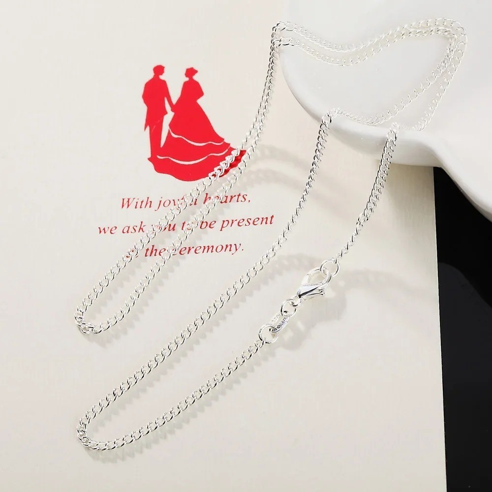 Genuine 925 Sterling Silver Curb Chain Necklace Lobster Clasp 16″-30″ Gifts