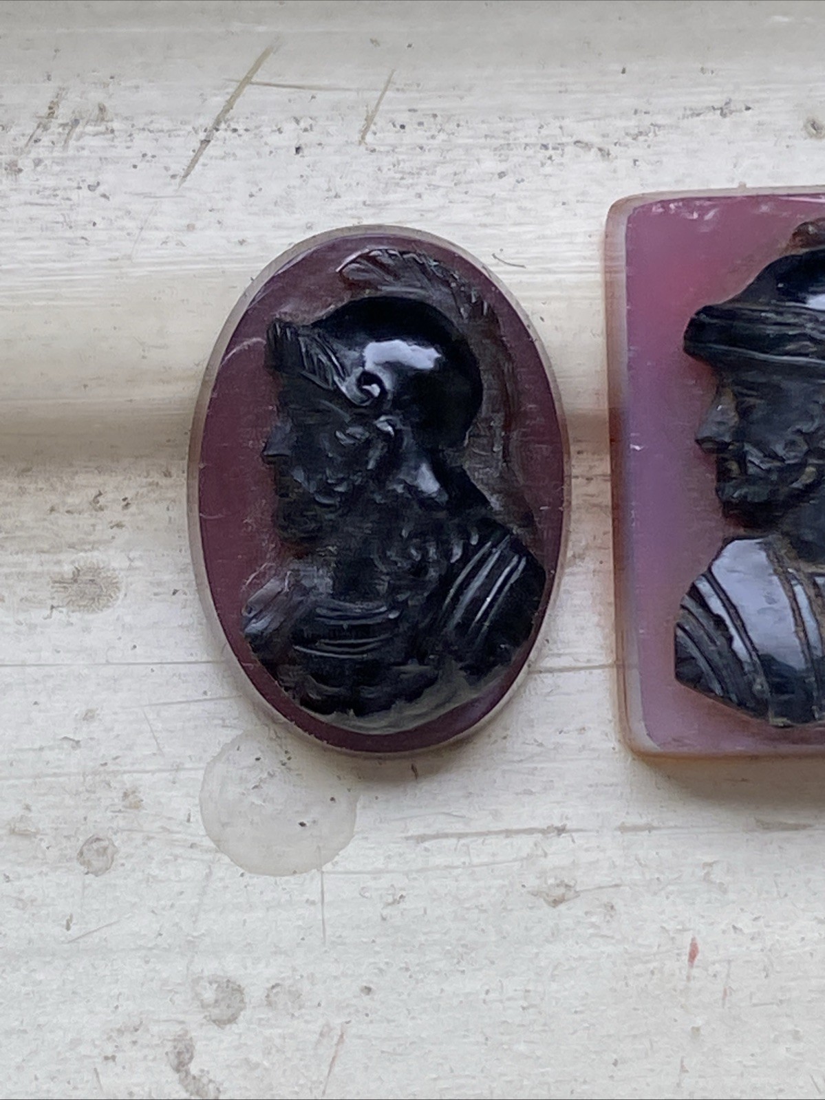 Carved Agate Cameo Intaglio Pieces Brown Black Purple Male Female Heads Jewelry