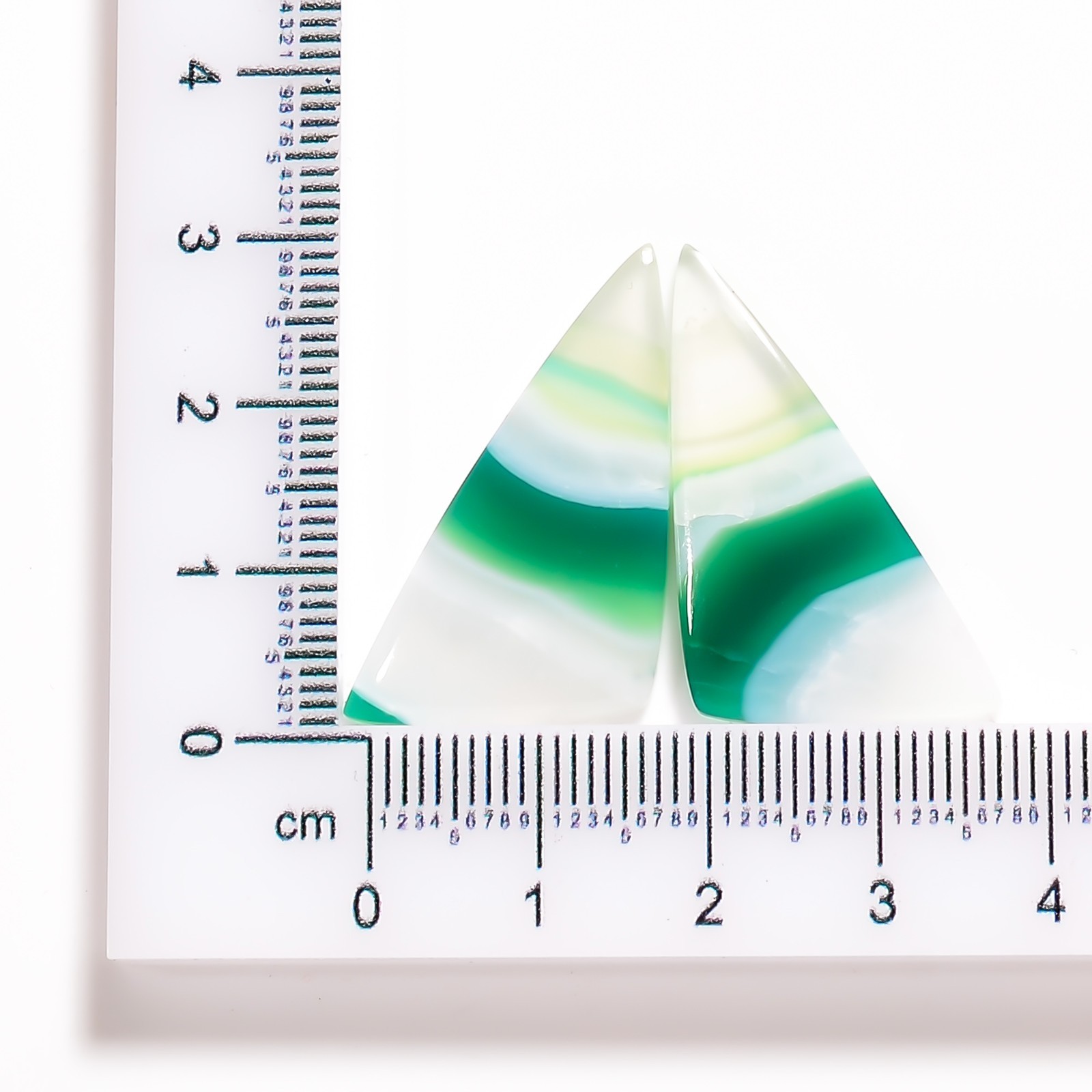 Green Banded Agate Gemstone Matching Pair 32x17mm Fancy Shape Earrings Stone