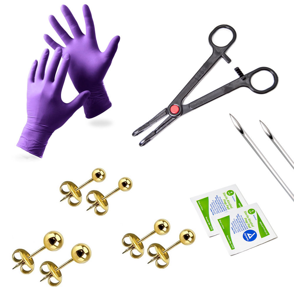 Ear Piercing Kit 20G Ear Stud 2 Color Options – 13 Pieces + Bonus Marker