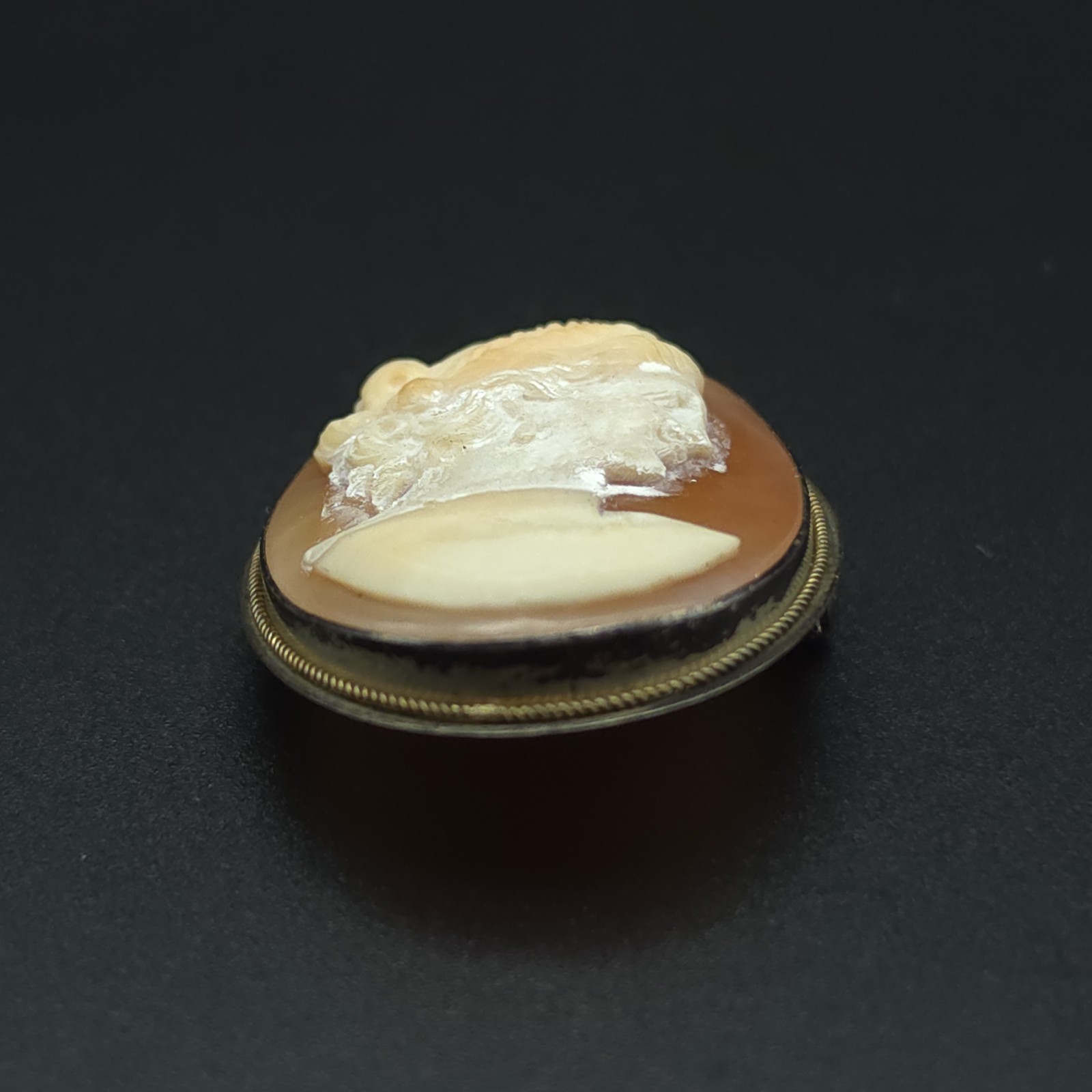 Antique 900 Silver Hand Carved Shell Cameo Brooch Pendant Convertible