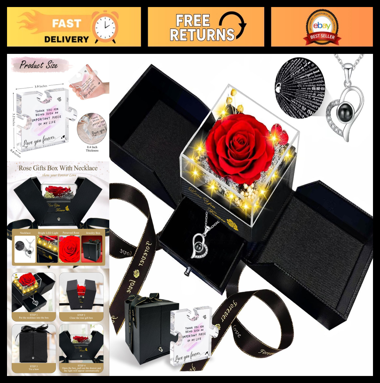 Eternal Preserved Real Rose Gift for Women – Romantic Birthday & Anniversary wit