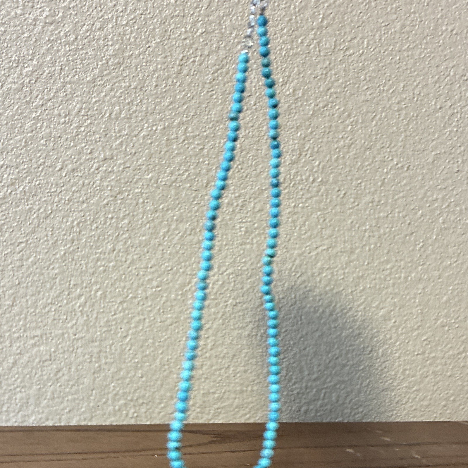 Blue Round Beaded Necklace Adjustable Cable Chain Extender Lobster Clasp