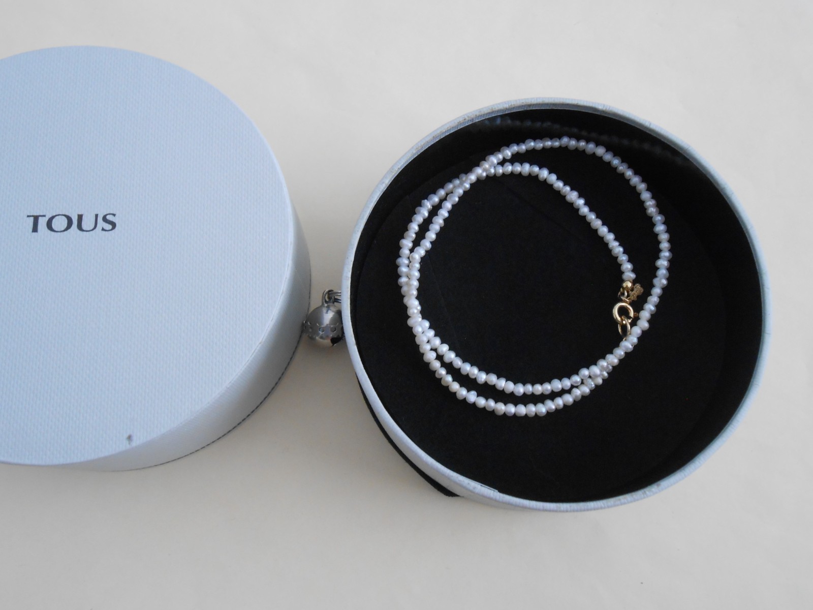Tous 18k gold plating over silver 2mm Pearl Choker Necklace 38cm =15″
