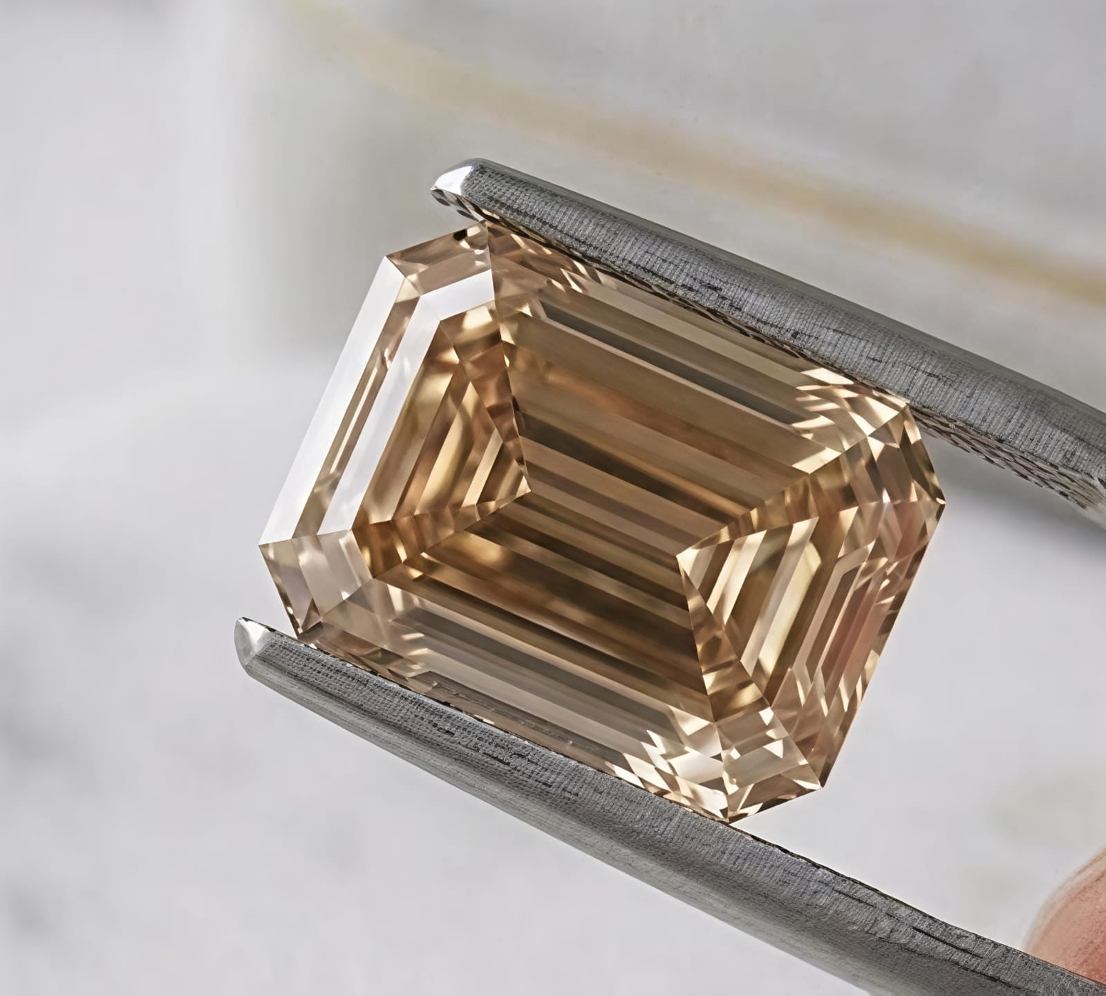 2 CT Fancy Champagne Color Emerald Cut VVS1 Diamond Premium 7×9 MM gemstone +Gi